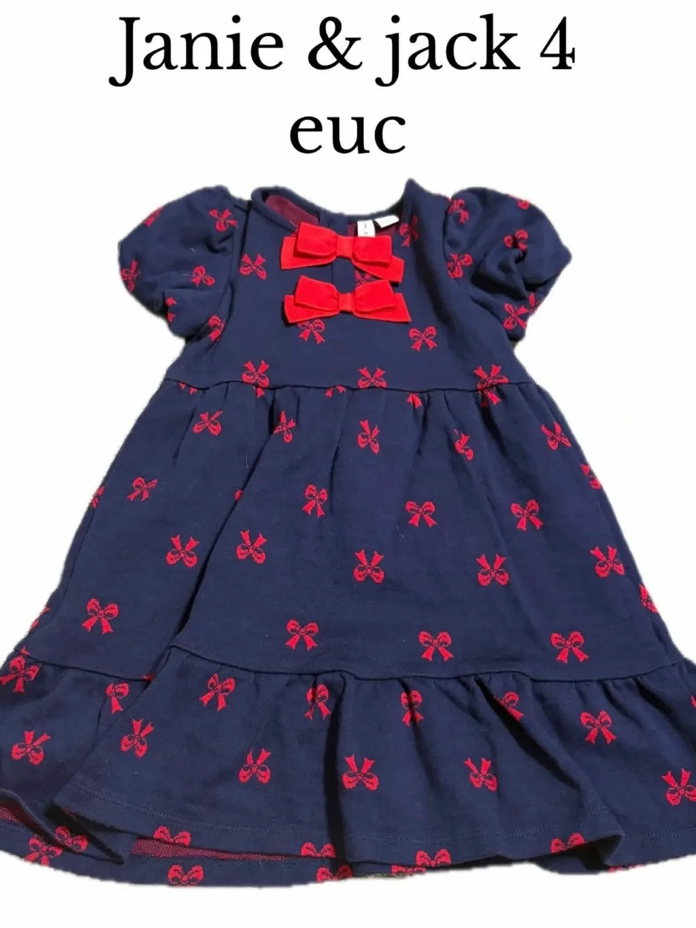 Janie and jack 4 red blue bow dress
